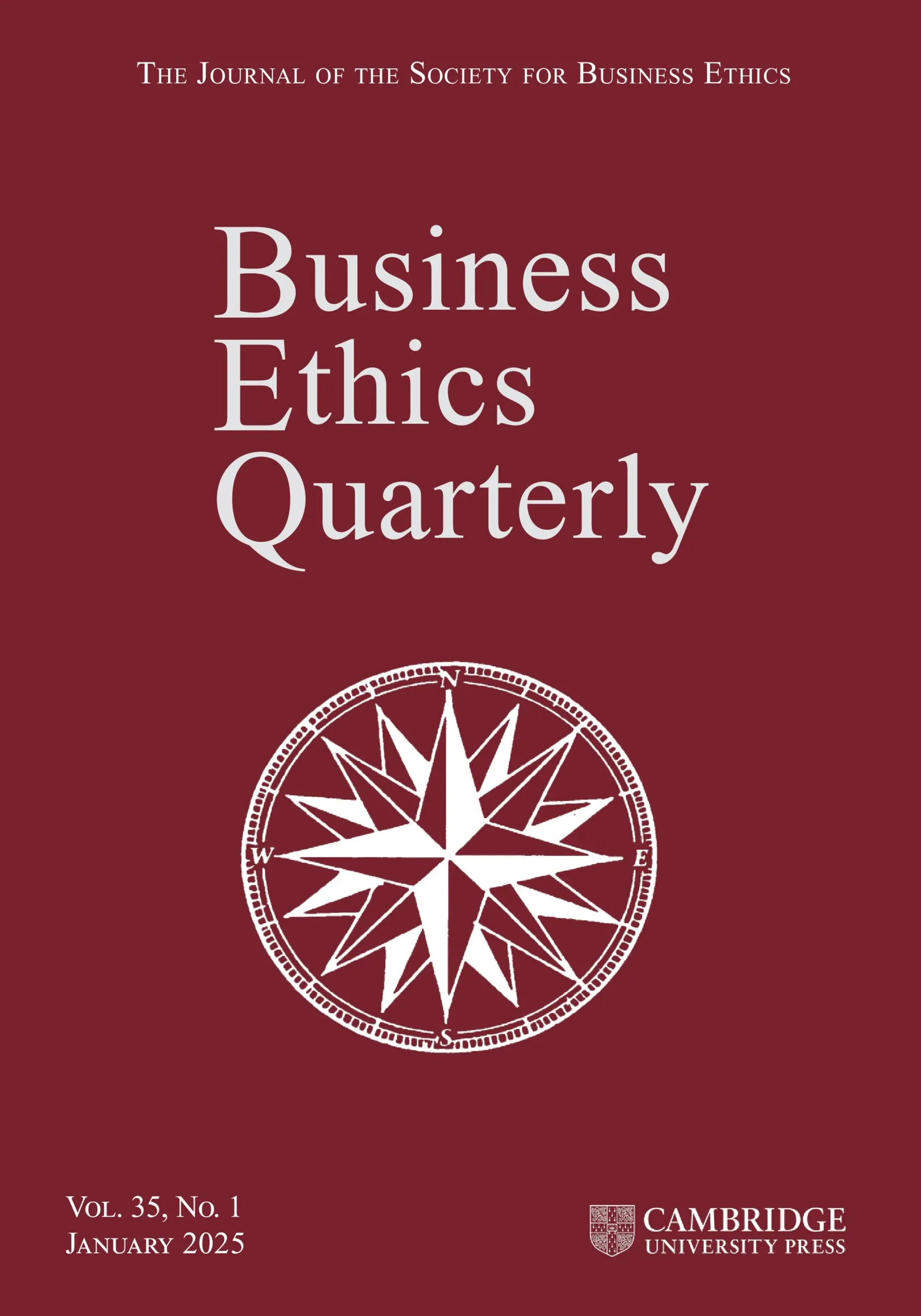Cover of Business Ethics Quarterly 35(1)